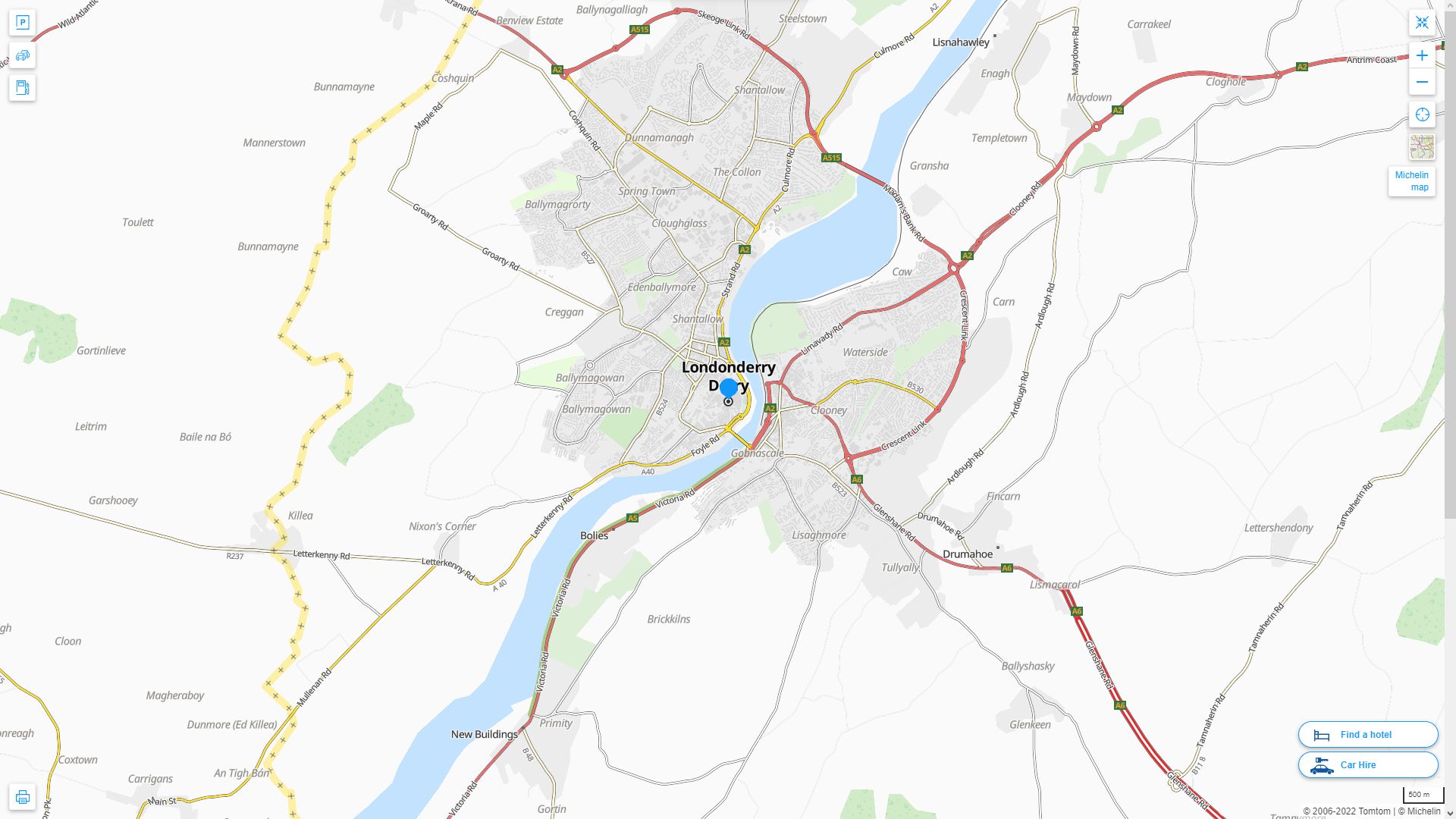 Derry Royaume Uni Autoroute et carte routiere